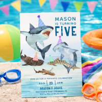 Shark Birthday Invitation Pool Party Kids Birthday