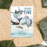 Shark Birthday Invitation Pool Party Kids Birthday<br><div class="desc">Invite everyone to swim on over with these great shark birthday party designs! This design features a school of festive birthday sharks all wearing fun party hats! Easily edit the age and wording with your birthday party information. 

See the entire collection for more matching items!</div>