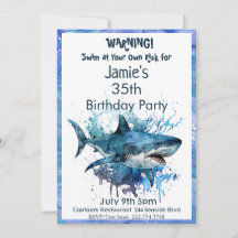 Shark Birthday Invitation, Shark Attack,