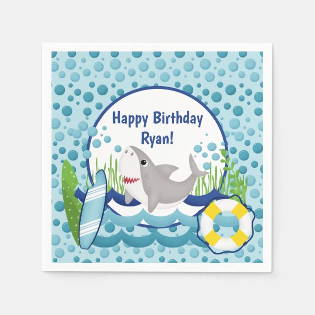 Shark Birthday Napkin (Front)