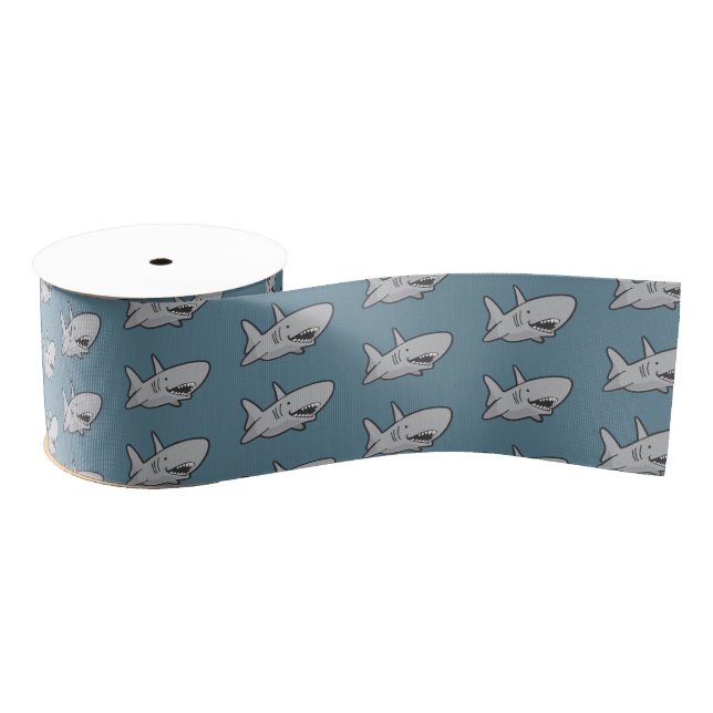 Shark birthday Party Blue Grosgrain Ribbon (Spool)