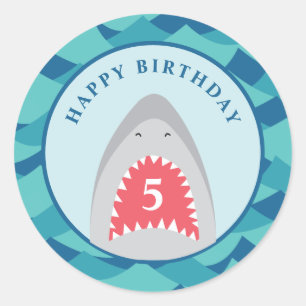 Shark birthday Party Classic Round Sticker