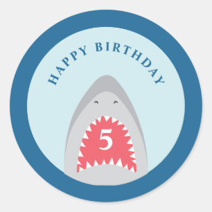 Shark birthday Party Classic Round Sticker