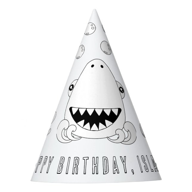 Shark Birthday Party- Colour Your Own Party Hat (Front)
