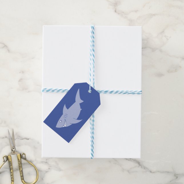 Shark Birthday Party Gift Tags (With Twine)