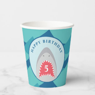 Shark birthday Party Paper Cups