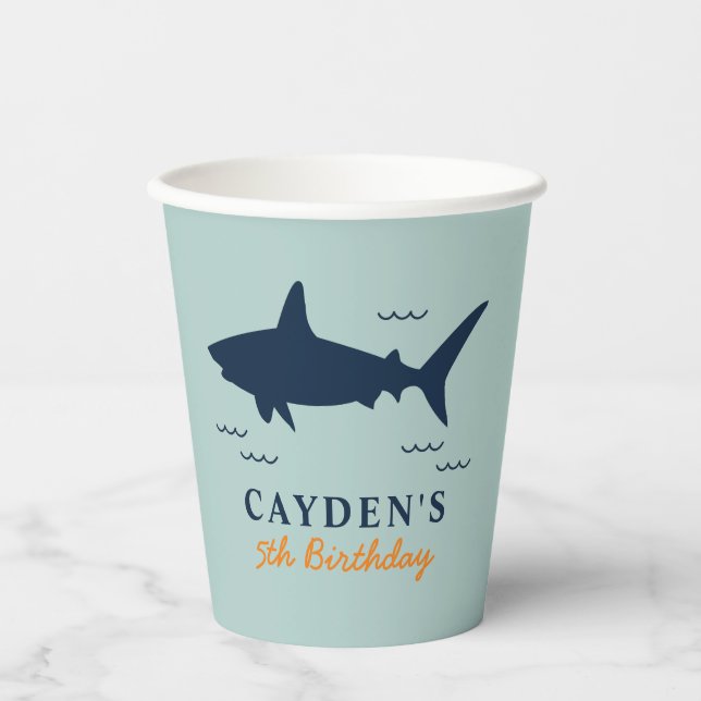 Shark birthday Party Paper Cups (Front)