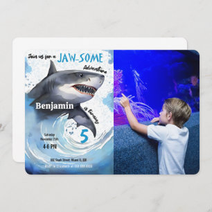 Shark Birthday Party Photo Invitation