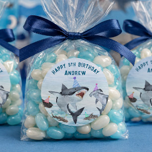 Shark Birthday Pool Party Stickers