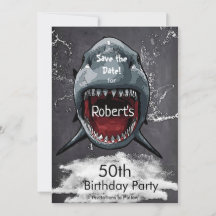 Shark Birthday Save the Date Shark Attack,