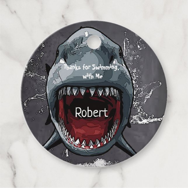Shark Birthday, Shark Attack, Favour Tags (Front)