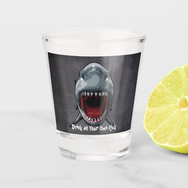 Shark Birthday, Shark Attack, Shot Glass (Front)