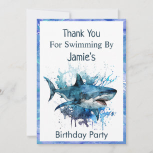 Shark Birthday, Shark Attack, Thank You Card