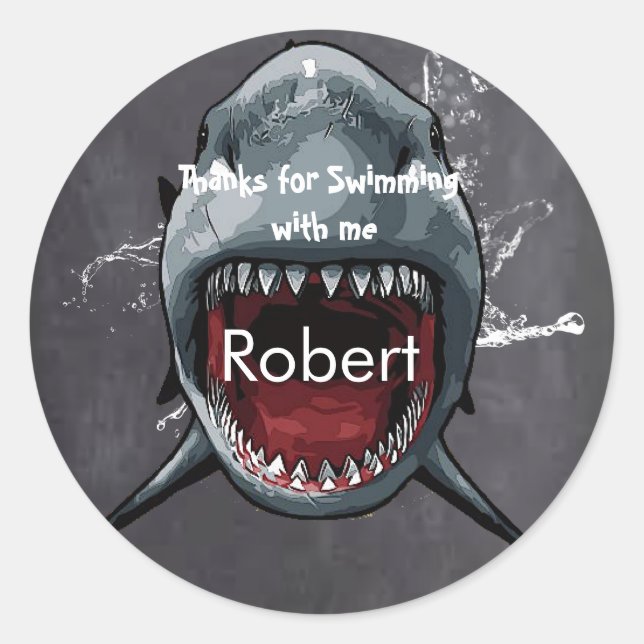 Shark Birthday, Shark Attack, Thanks Classic Round Sticker (Front)