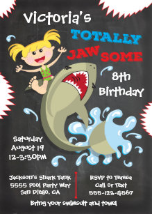 shark birthday invitations zazzle co uk
