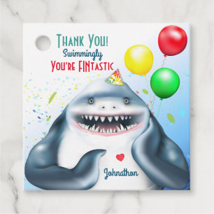 Shark Birthday Thank You Favour Tags