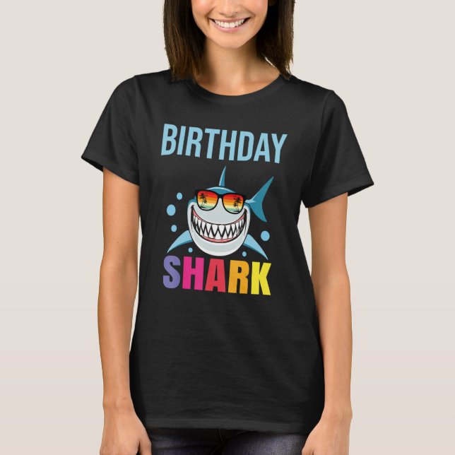 Shark Birthday Toddler Boys Kids Matching Family B T-Shirt (Front)