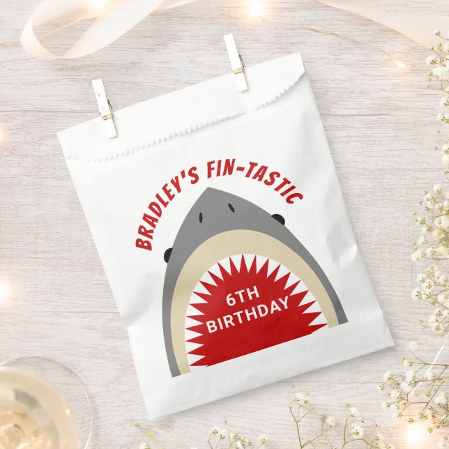 Shark Bite Any Age Birthday Party Favour Bags (Clipped)