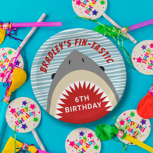 Shark Bite Any Age Birthday Party Paper Plate