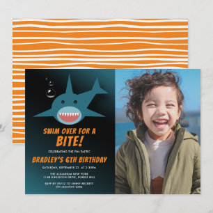 Shark Bite Any Age Birthday Photo Invitation