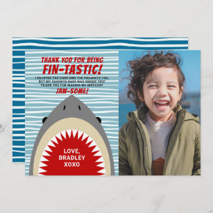 Shark Bite Any Age Birthday Photo Thank You Card