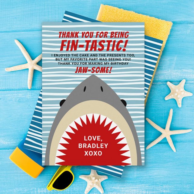 Shark Bite Any Age Birthday Thank You Card (Creator Uploaded)
