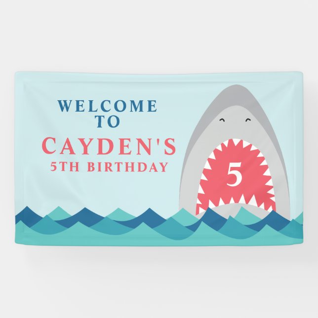Shark Bite birthday Party Banner (Horizontal)