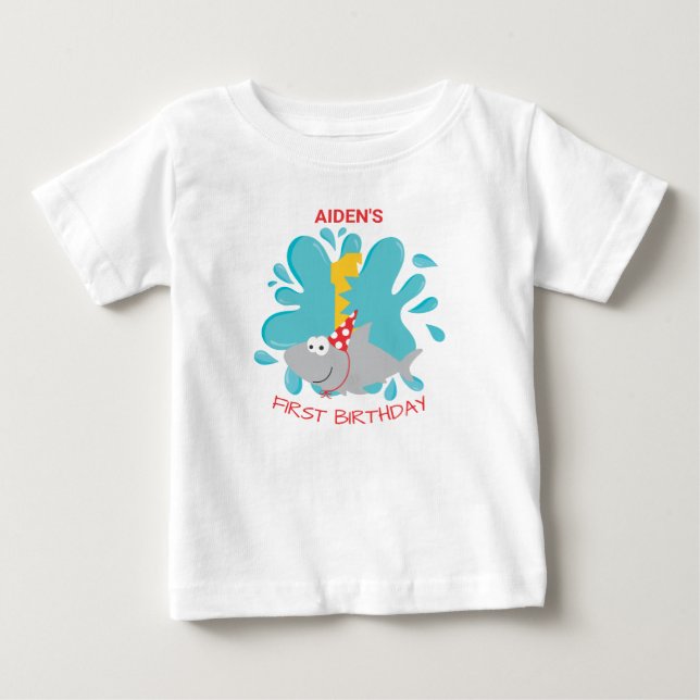 Shark Bite First Birthday  Baby T-Shirt (Front)