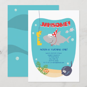 Shark Bite First Birthday Invitation