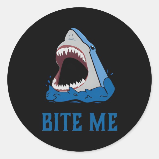 Shark Bite Me Week Of The Shark Classic Round Sticker (Front)