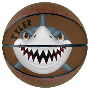 Shark Bite Personalise on Brown Background Basketball
