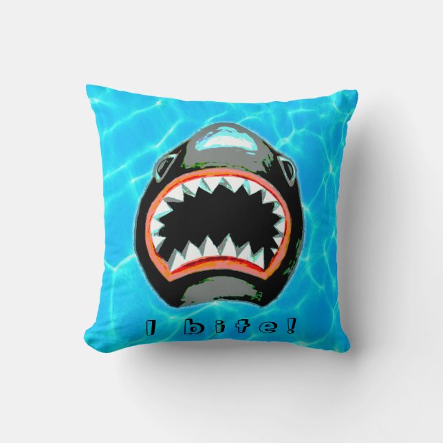 Shark Bite Watercolor  Illustration Cushion (Front)