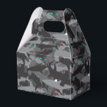 Shark Black & Teal Camouflage Pattern Favor Boxes<br><div class="desc">Add a "bite" of fun to your guest gifts with these cool (yet scary!) shark camouflage pattern favor boxes. The black, gray and teal coloring gives the look and style of a fun and fresh underwater feel. But beware of that pop of red added in for extra scare! Matching items...</div>