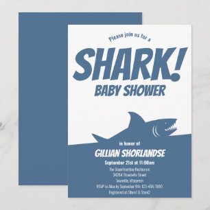 Shark Blue Baby Shower Invitation