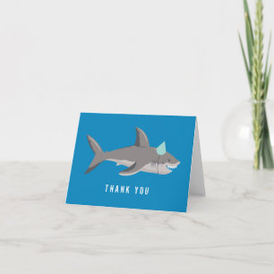 Shark Blue Cool Kid Birthday Party Thank You Card