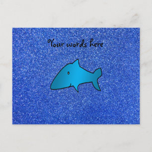 Shark blue glitter postcard