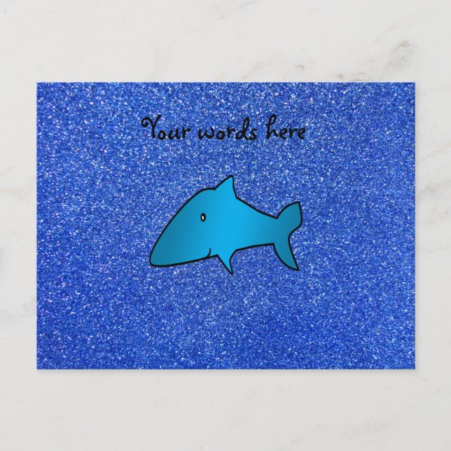 Shark blue glitter postcard (Front)
