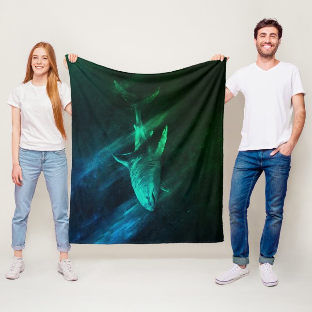 Shark Blue-Green 50 x 60 Fleece Blanket (In Situ)