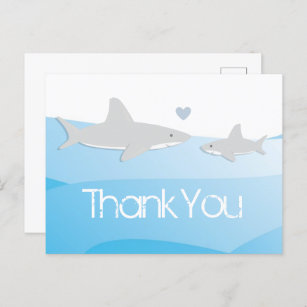 Shark Blue Ocean Baby Shower Thank You Postcard