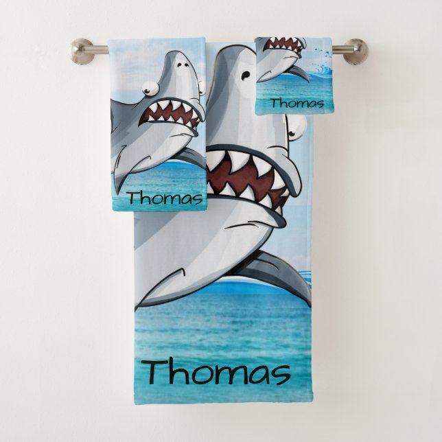 Shark Blue Ocean  Bathroom Towel Sets (Insitu)