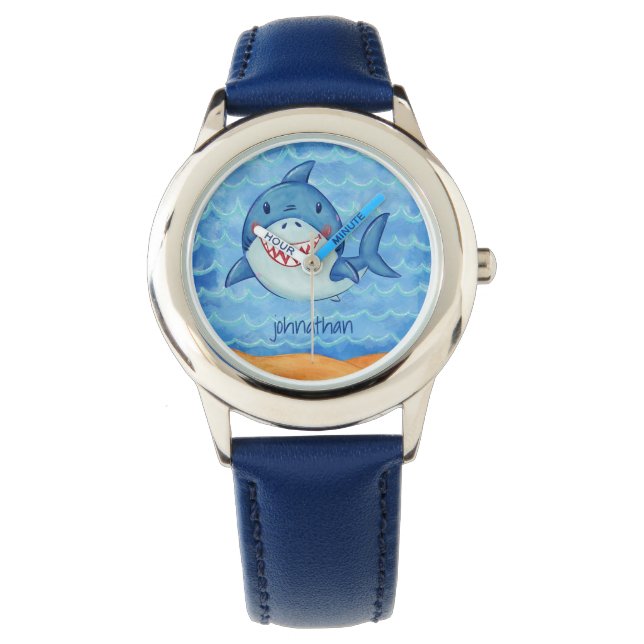 Shark Blue Ocean Kids Cute Under The Sea Custom Watch (Front)