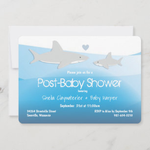 Shark Blue Ocean Post Baby Shower Invitation
