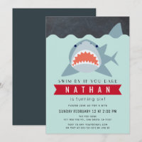 Shark Boy Navy Blue Pool Birthday