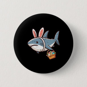 Shark Bunny Easter Eggs Funny Hunt Girls Boys Kids 6 Cm Round Badge