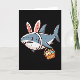 Shark Bunny Easter Eggs Funny Hunt Girls Boys Kids Card