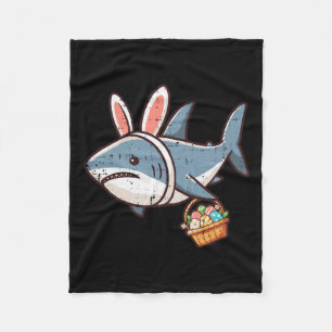 Shark Bunny Easter Eggs Funny Hunt Girls Boys Kids Fleece Blanket