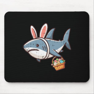 Shark Bunny Easter Eggs Funny Hunt Girls Boys Kids Mouse Mat
