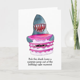 Shark Cake Surprise Birthday Card