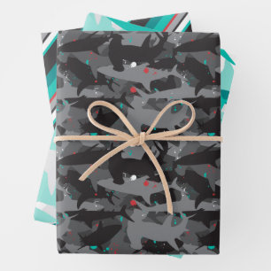Shark Camouflage Patterned Wrapping Paper Set of 3