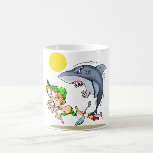 Shark Chasing A Boy Mug